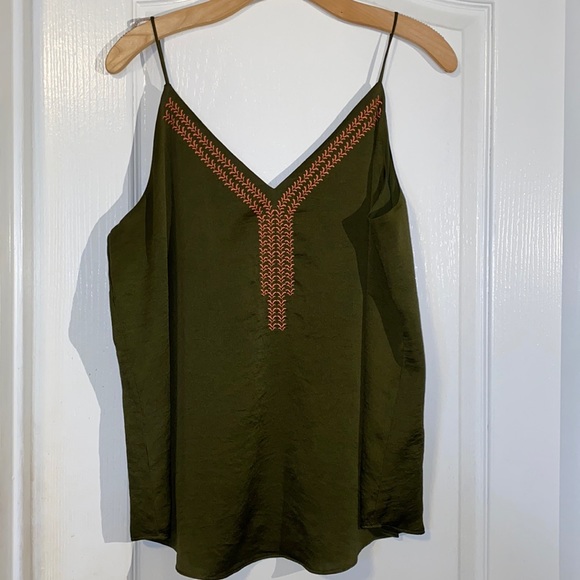 Express Green W/Orange Detail Spaghetti Strap L - Picture 1 of 4